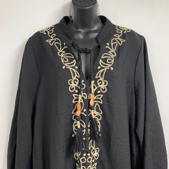 Zara Women's Embroidered Pullover Long Sleeve Front‎ Tie Mini Dress Size M - Picture 4 of 13